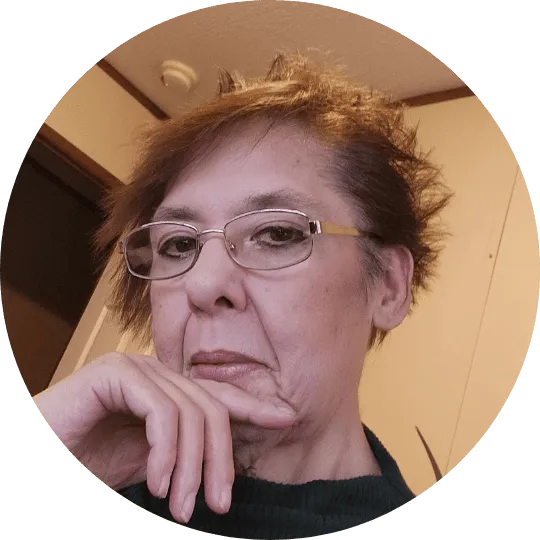 Woman with glasses in thoughtful pose. App distribution platforms user.
